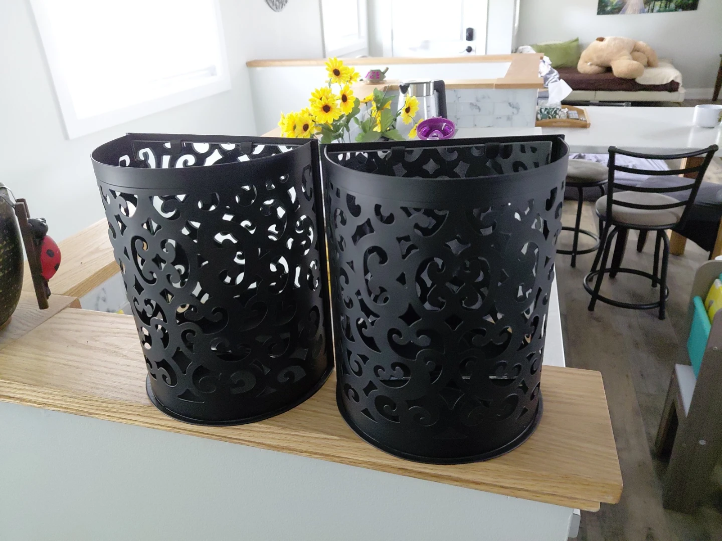 Set of 2 Black Metal Wall Candle Holders