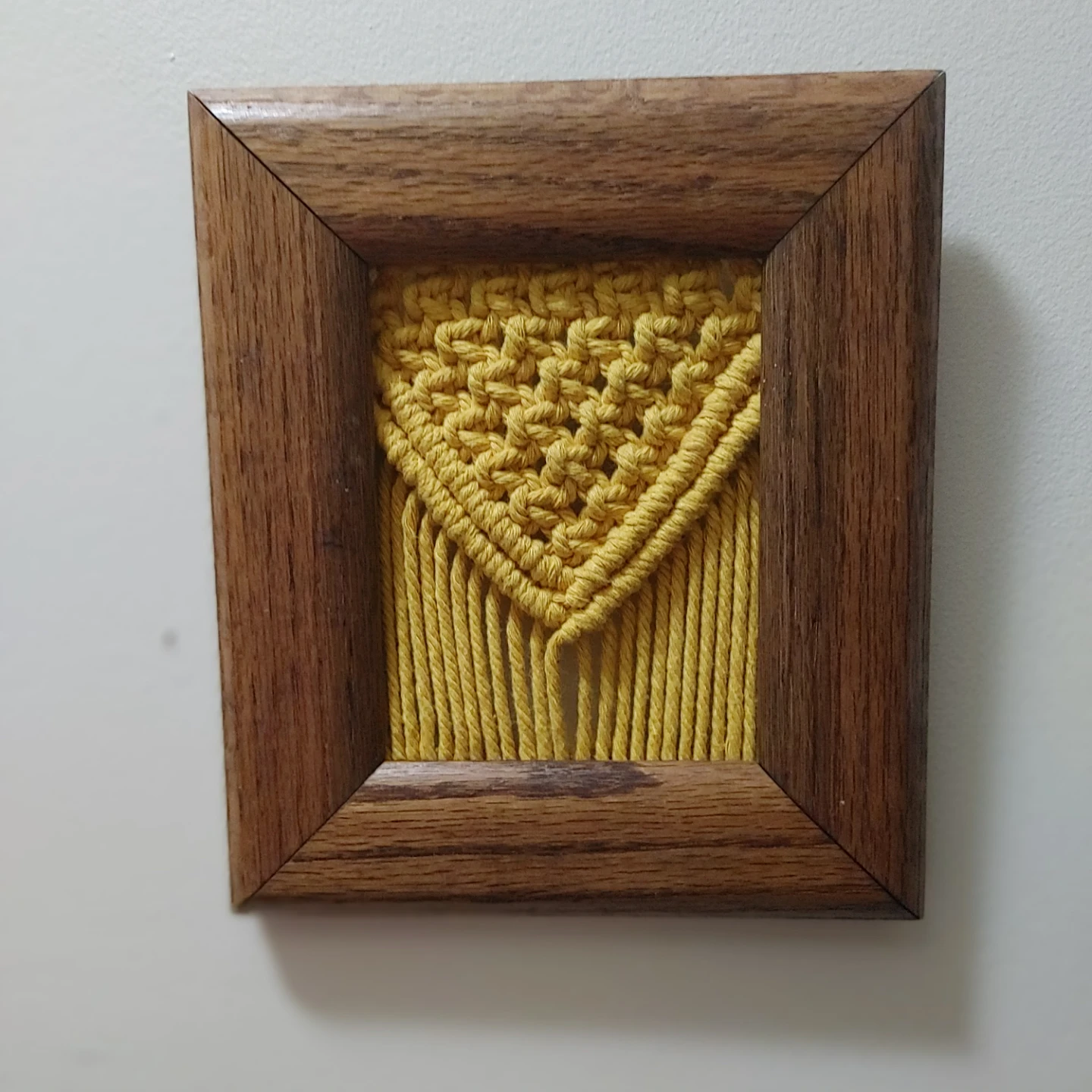 Yellow Macrame Wall Art in Wooden Frame
