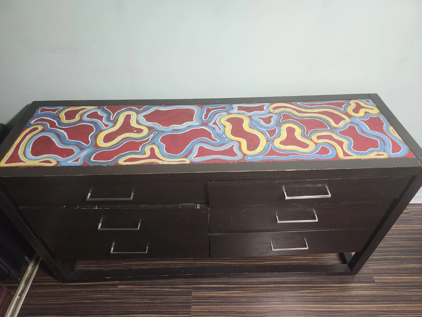 Dark Wood Dresser with Painted Top - photo 2