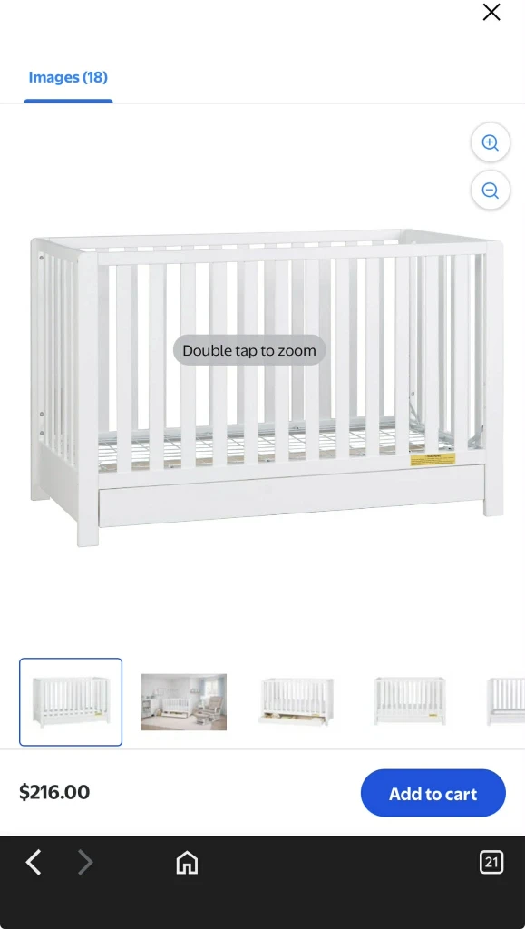White Crib with Storage Drawers with mattress - photo 3