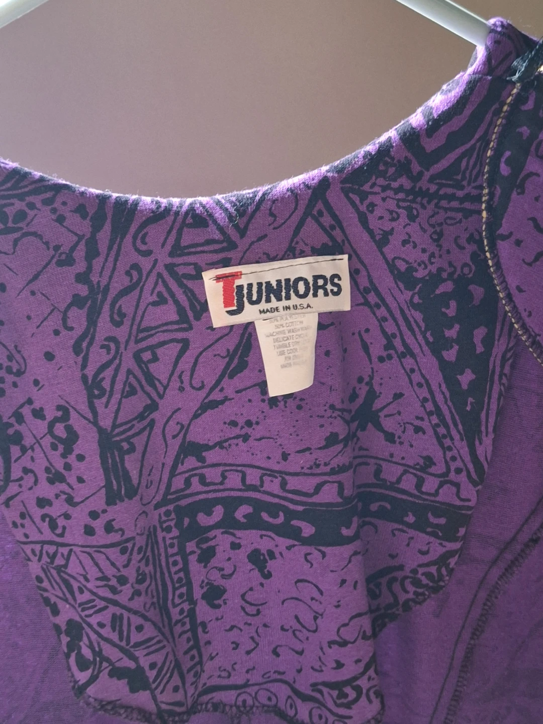 TJuniors Purple & Black Patterned Long Sleeve Dress - photo 3