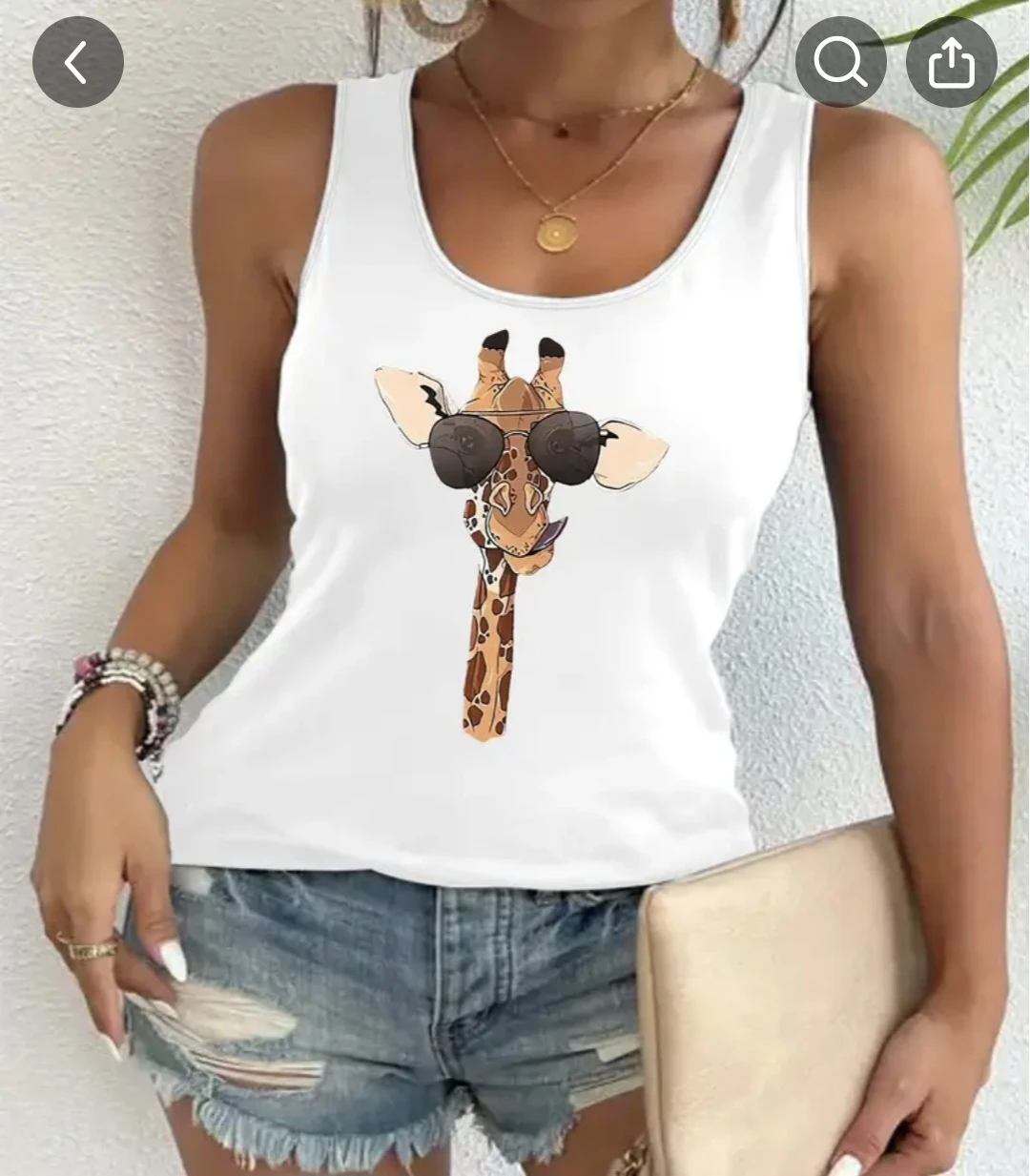 White Tank Top with Giraffe Graphic - photo 4