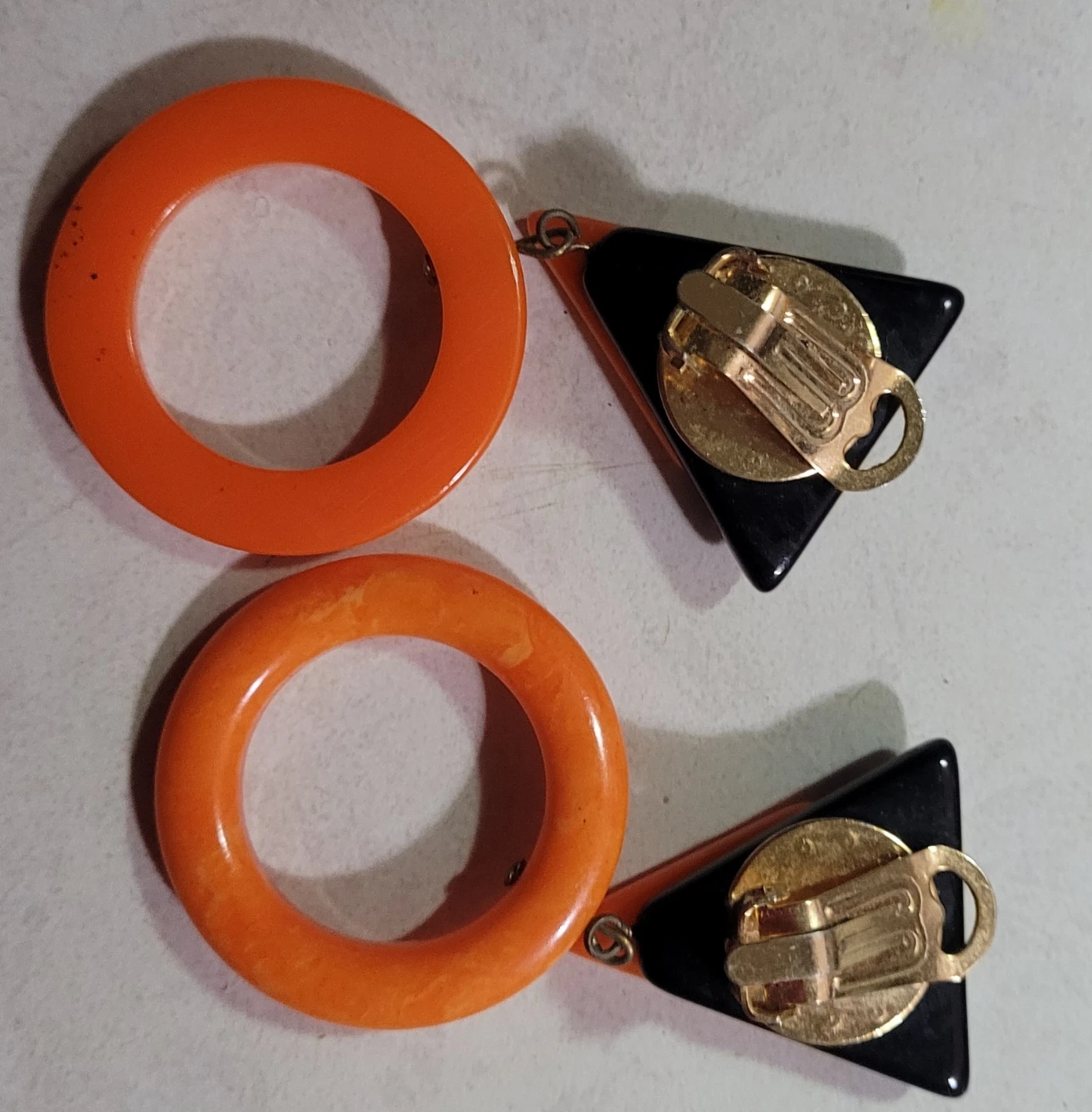 Orange and Black Clip-On Earrings - photo 2