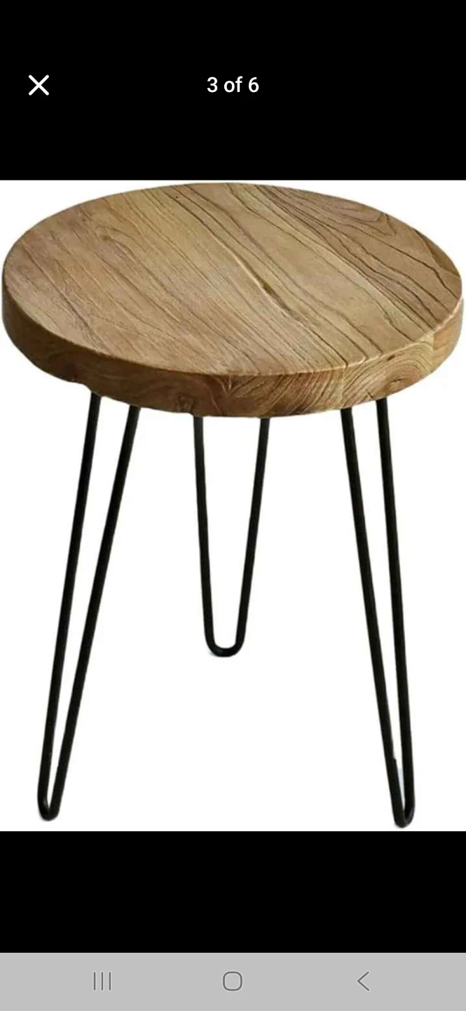 Round End Table with Black Hairpin Legs - photo 3