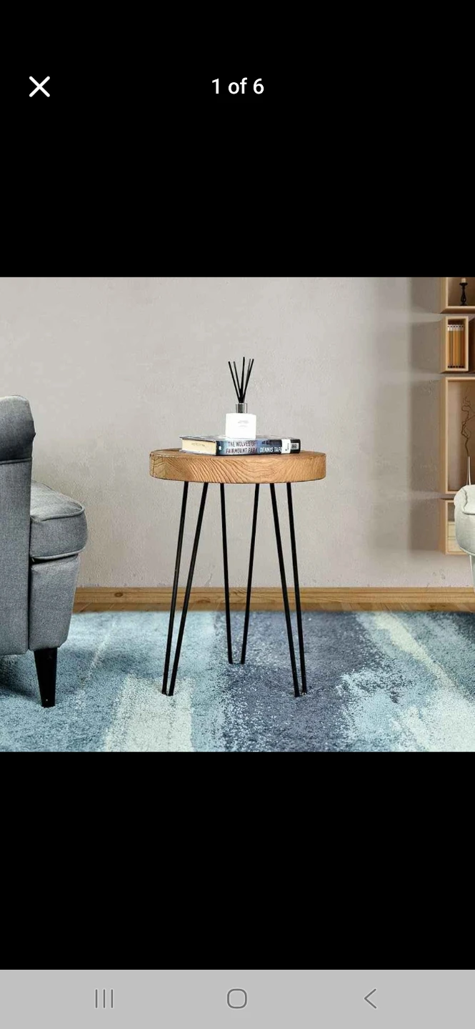 Round End Table with Black Hairpin Legs - photo 4