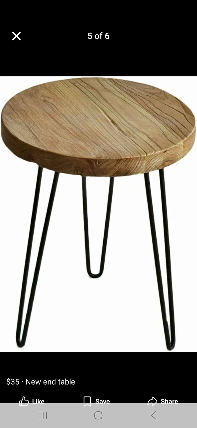 Round End Table with Black Hairpin Legs - photo 5