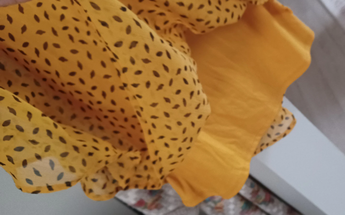 Lily Morgan Yellow Brown Dot Pattern Top S/P - photo 3