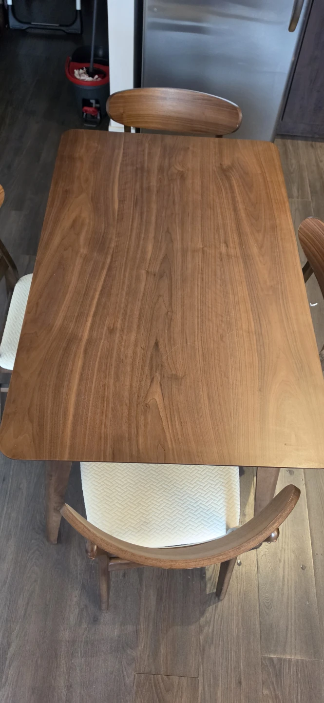4-Person Dining Set - Natural Walnut Table & Light Beige Chairs - photo 5