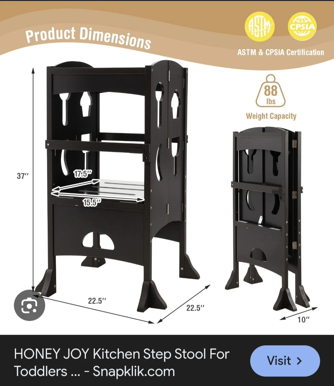 HONEY JOY Kitchen Step Stool For Toddlers - Coffee