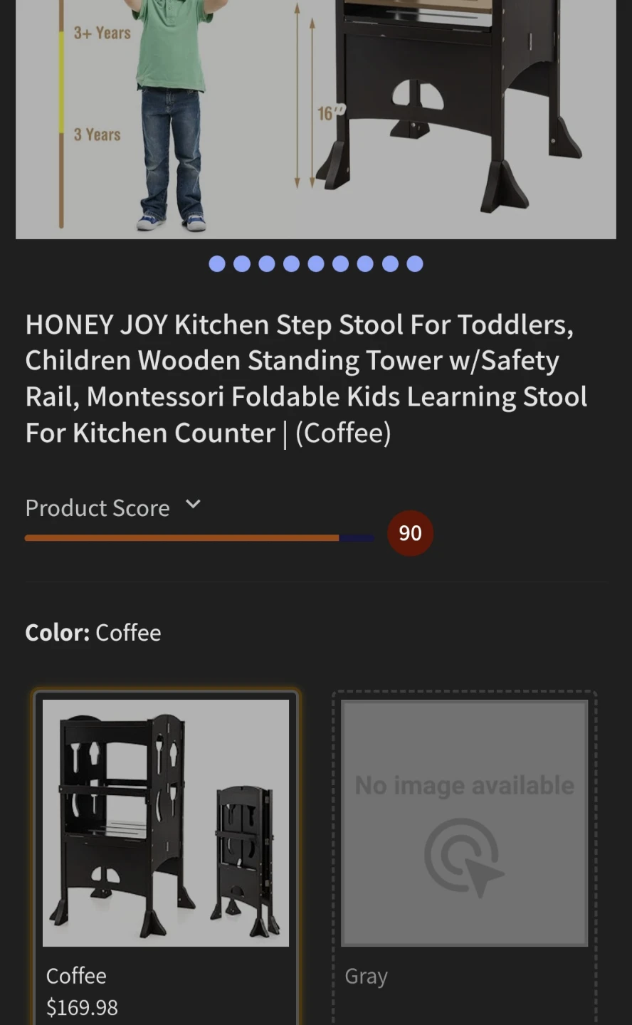 HONEY JOY Kitchen Step Stool For Toddlers - Coffee - photo 3