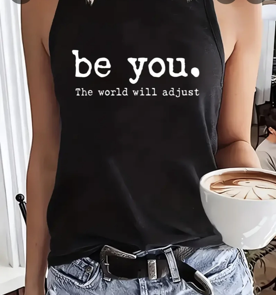 Black "Be You. The World Will Adjust." Tank Top