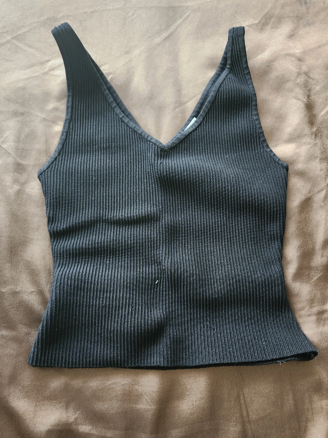 Babaton Black Ribbed Tank Top Size S