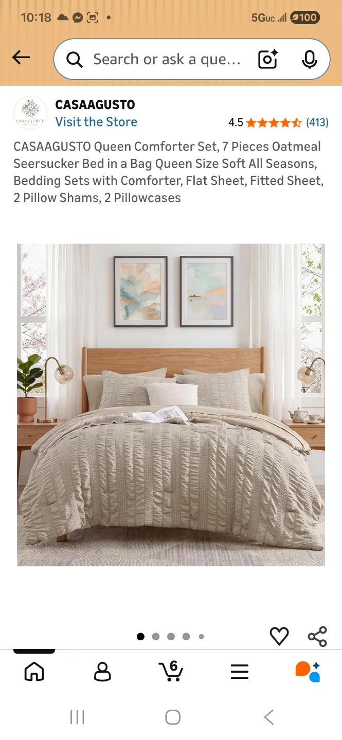 CASAAGUSTO Queen Comforter Set - 7 Pieces Oatmeal Seersucker