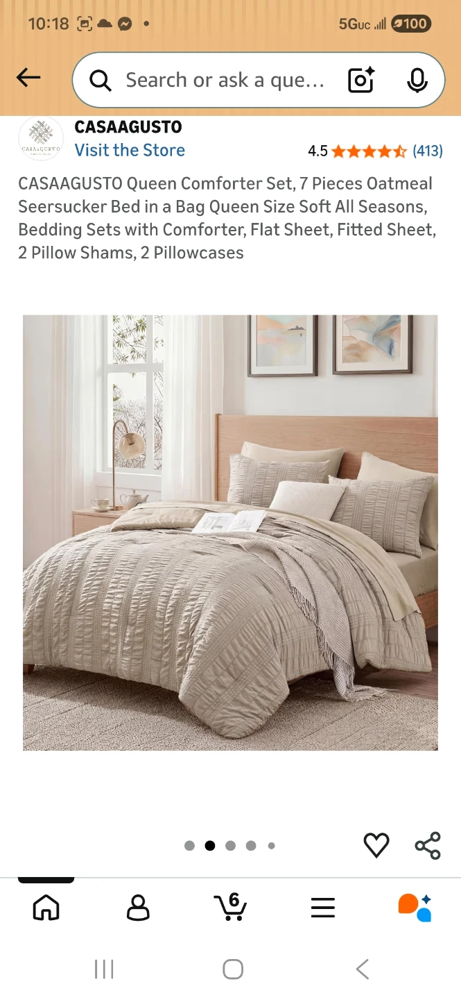 CASAAGUSTO Queen Comforter Set - 7 Pieces Oatmeal Seersucker - photo 2