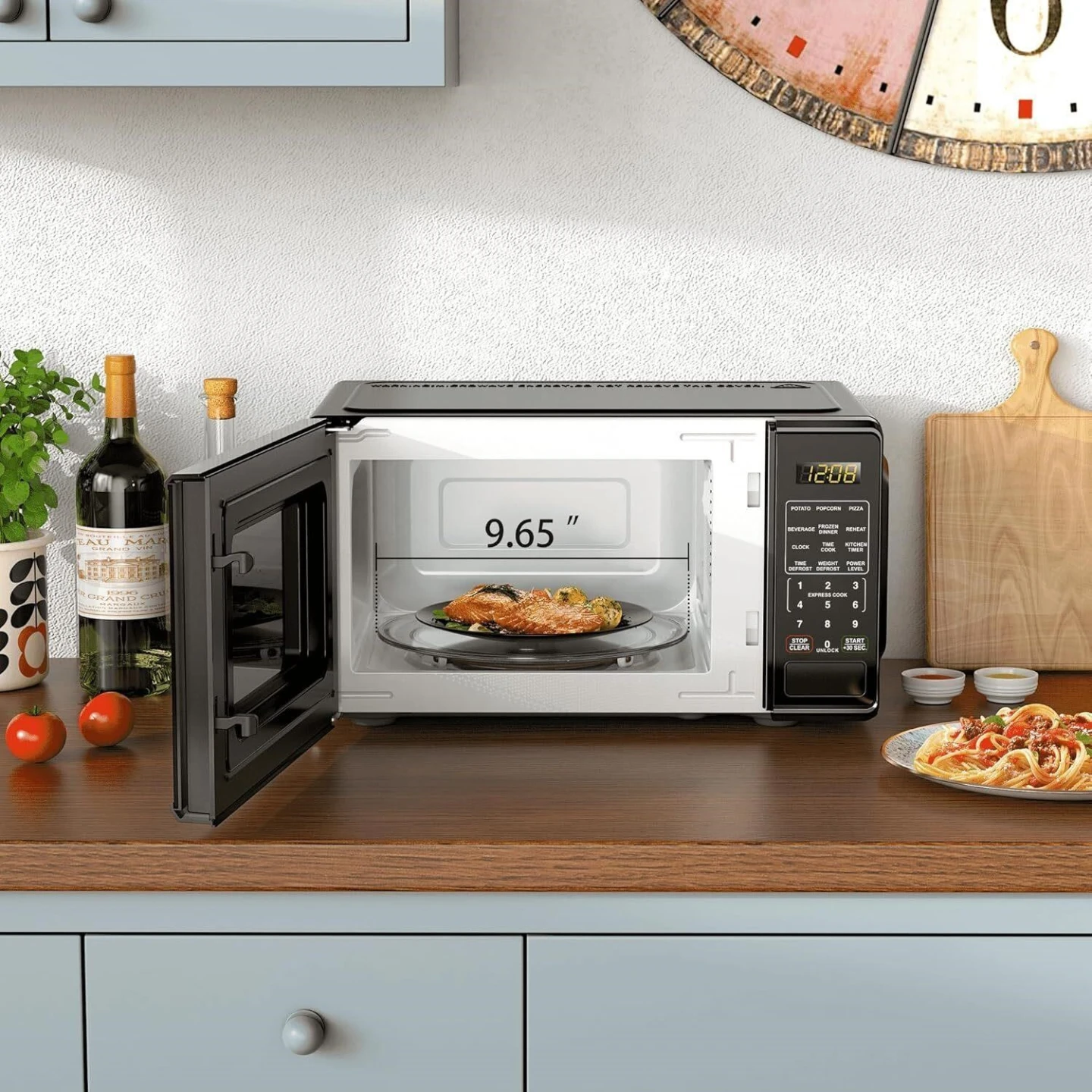Black Countertop Microwave Oven 9.65" Interior