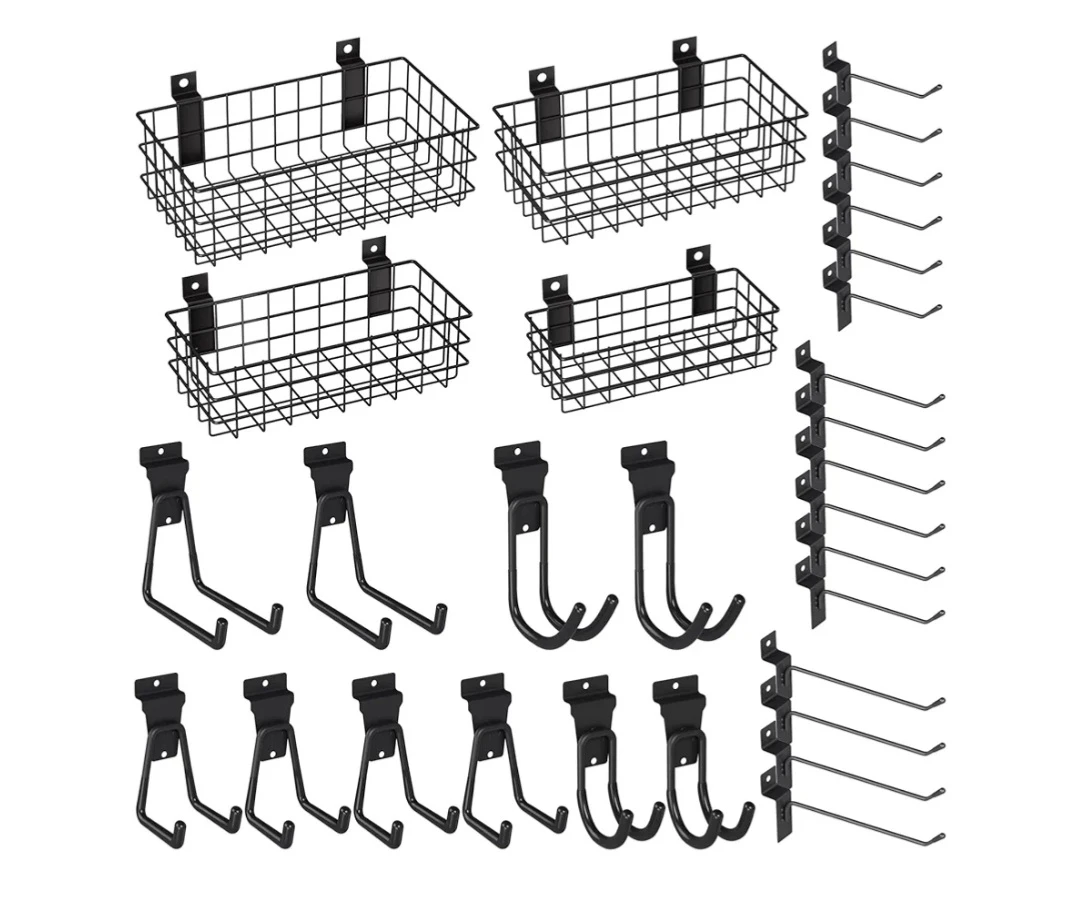 Heavy Duty Slatwall Hooks and Baskets Set