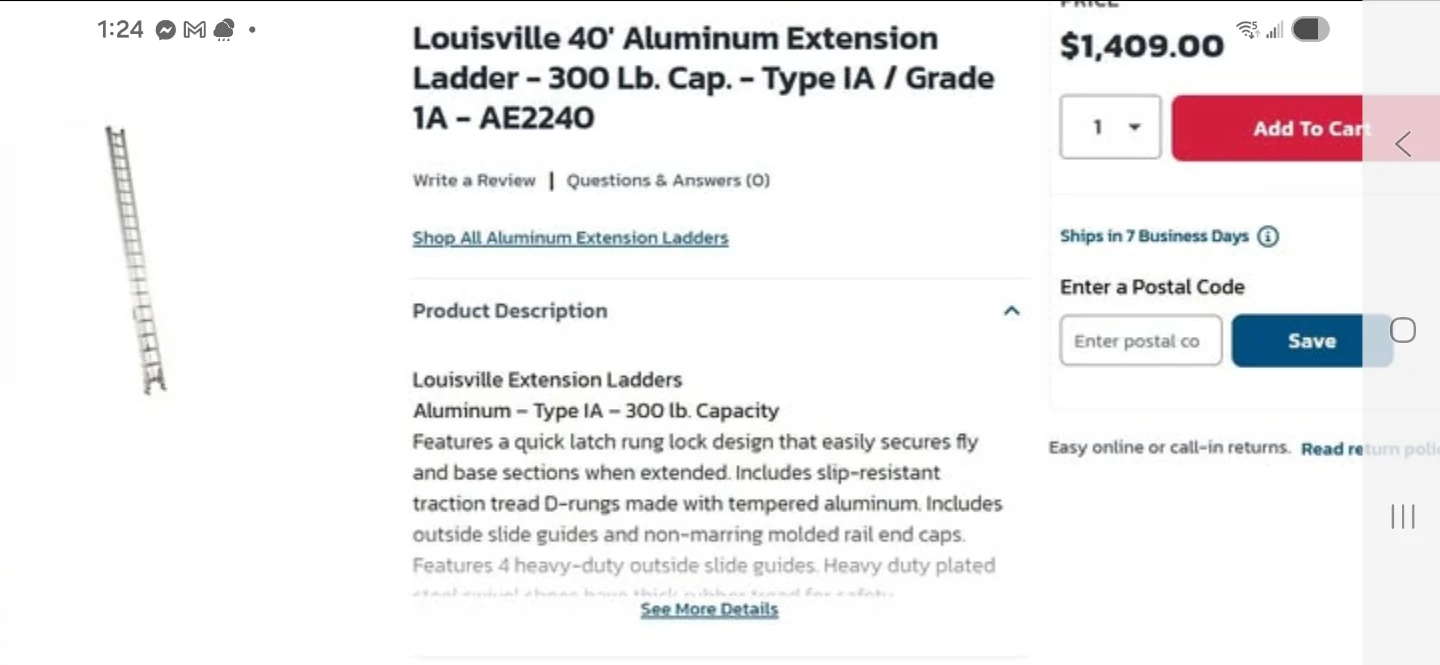 40' Lousiville Aluminum HD EXT. Ladder - photo 5