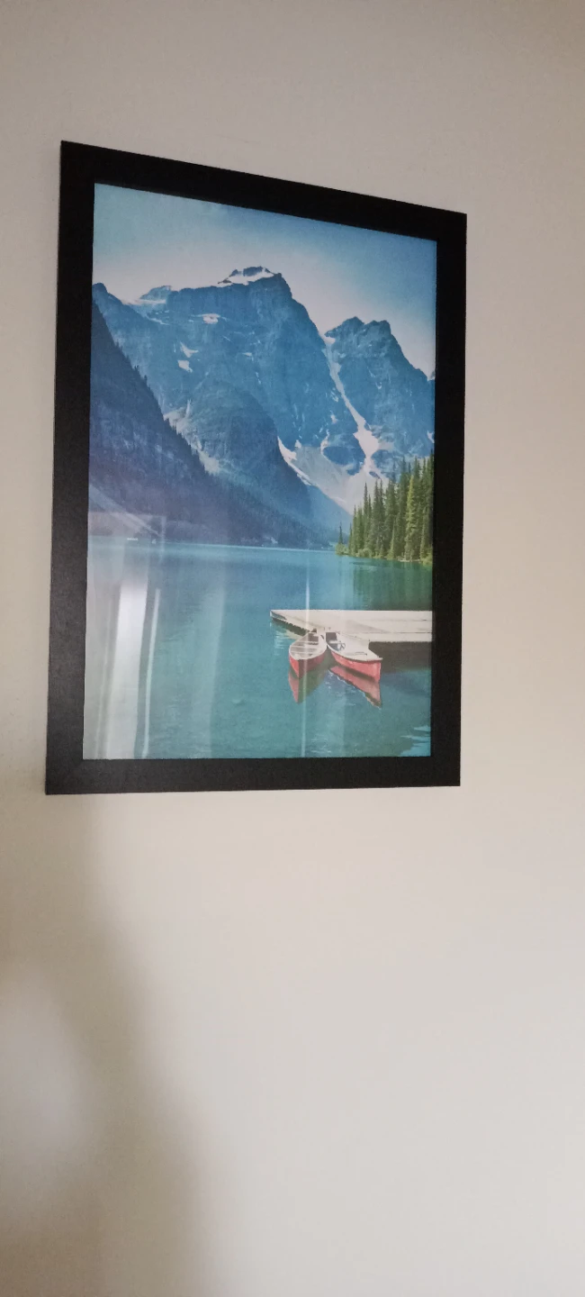 Framed Mountain Lake Landscape Picture