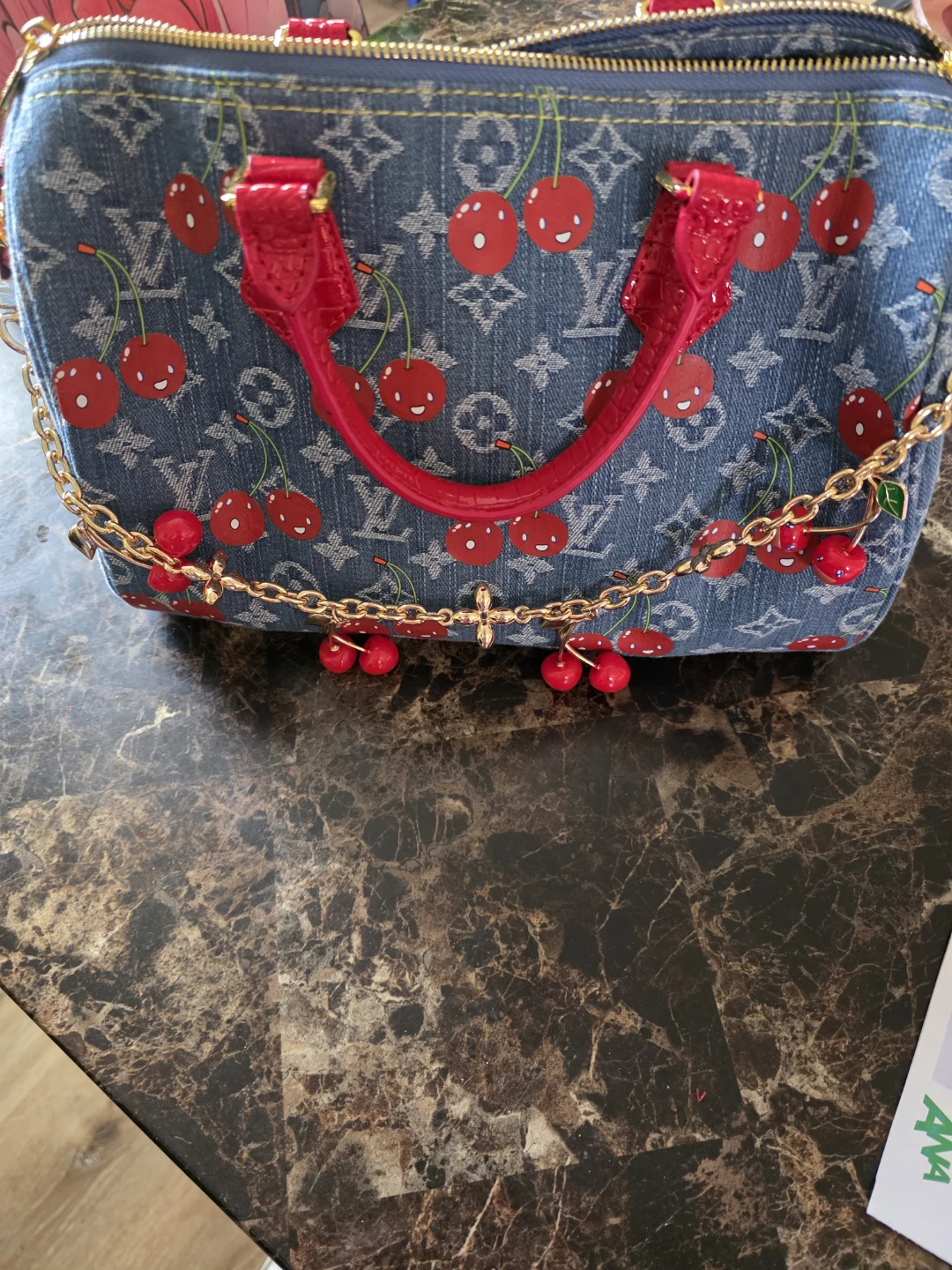 Louis Vuitton Cherry Denim Speedy Bag