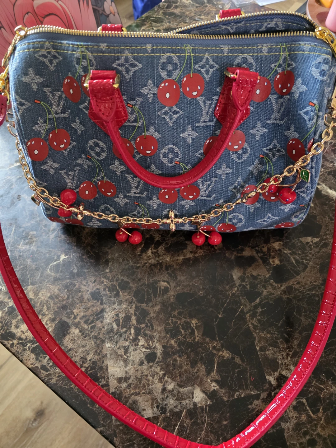 Louis Vuitton Cherry Denim Speedy Bag - photo 2