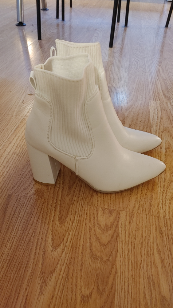 White Heeled Ankle Boots size 8
