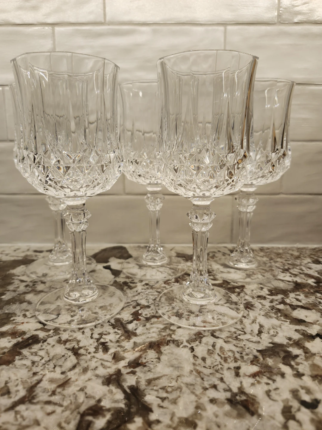 Set of 5 Crystal Wine Glasses