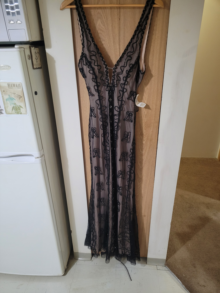 Black & Nude Beaded Gown Size 8