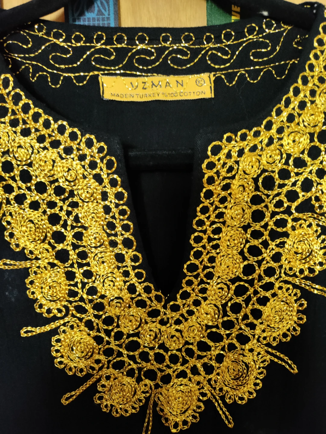 UZMAN Black Embroidered Cotton Tunic - Size M