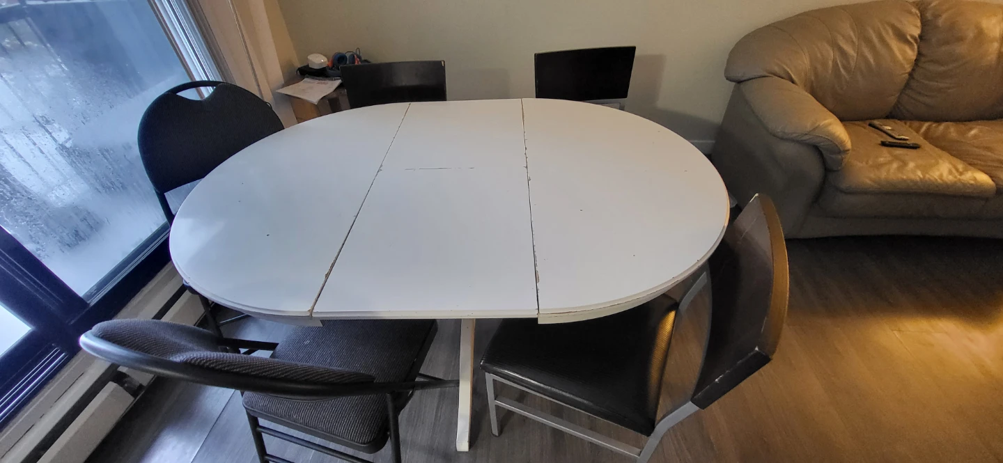 White Oval Dining Table with Leaf Extenders - photo 4