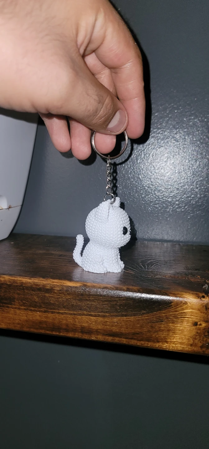 cute knitted White Cat Keychain - photo 4