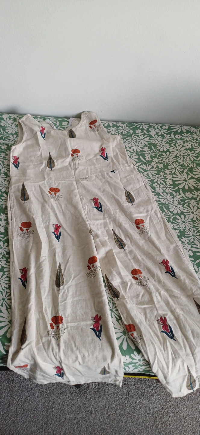 Women's Linen Blend Jumpsuit with Floral Print