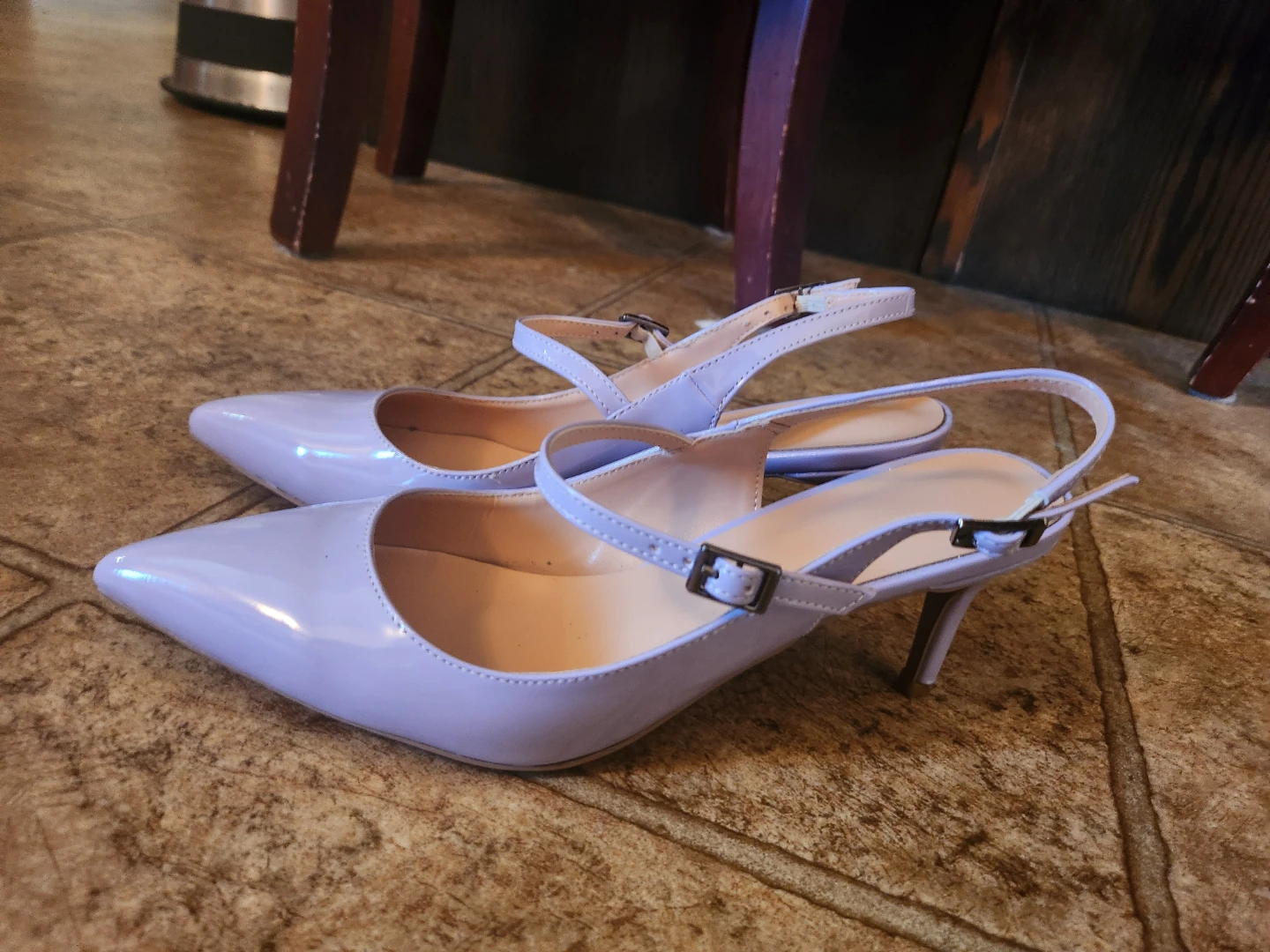 Lavender Grad Gown and Matching Patent Slingback Heels - photo 4