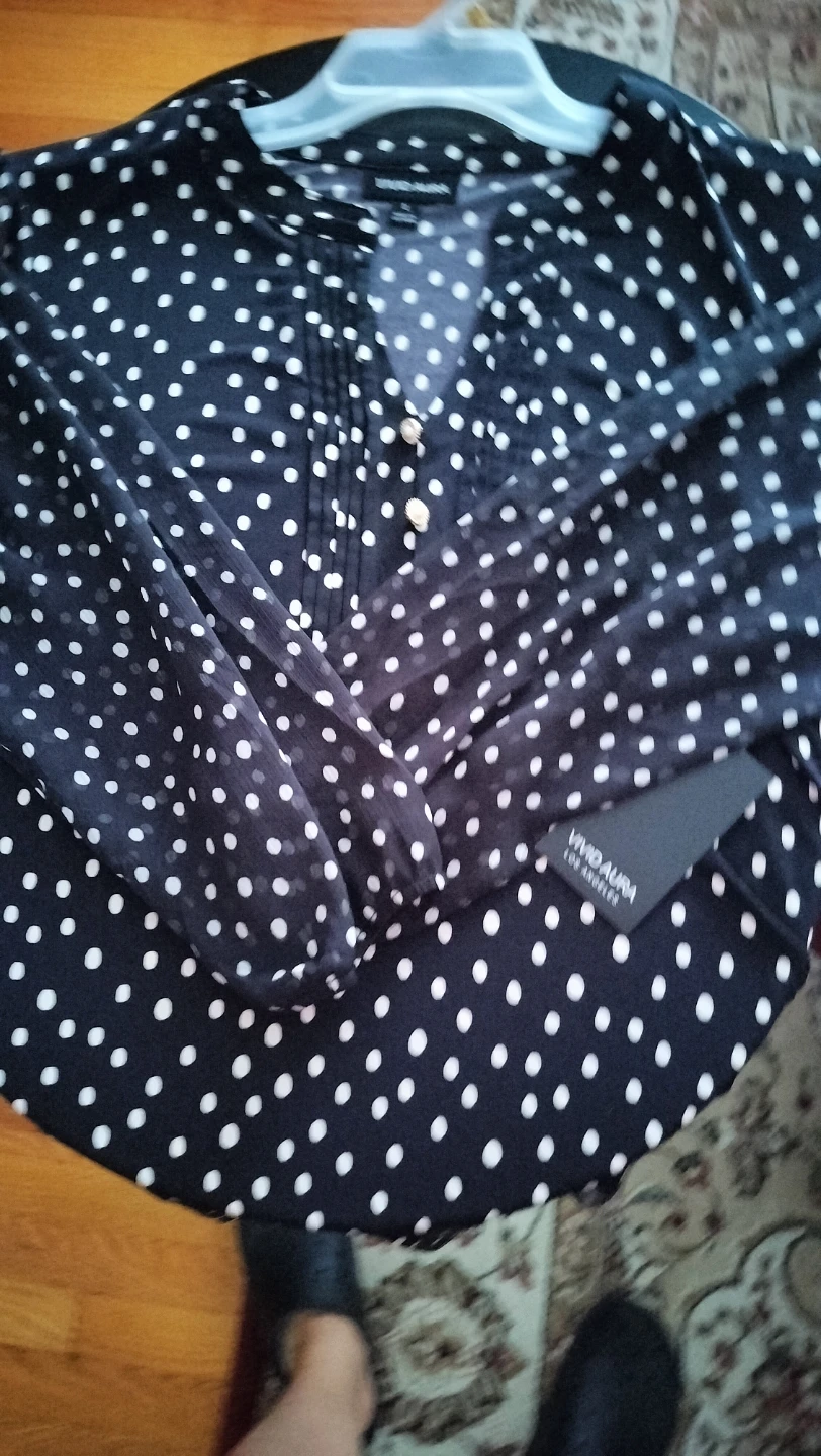 Vivid Aura Black White Polka Dot Blouse - photo 2
