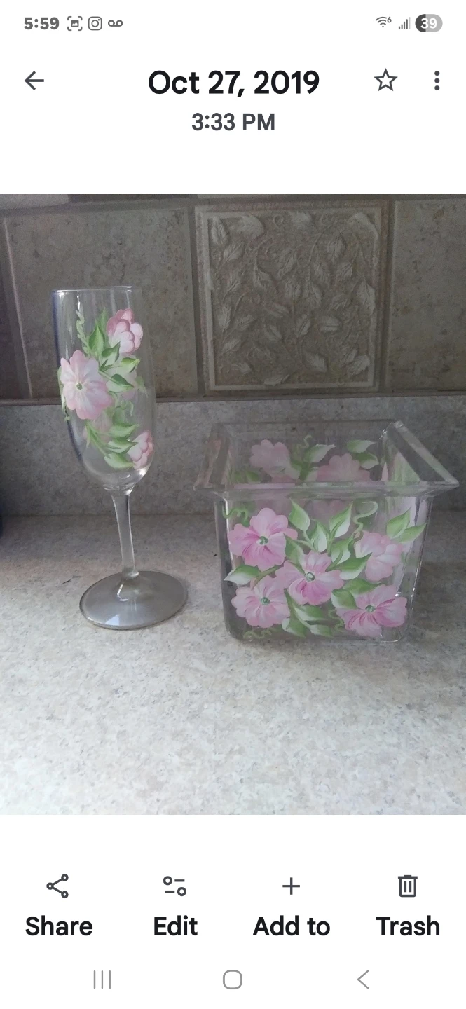 Hand-Painted Champagne Flute and Ice Bucket Set