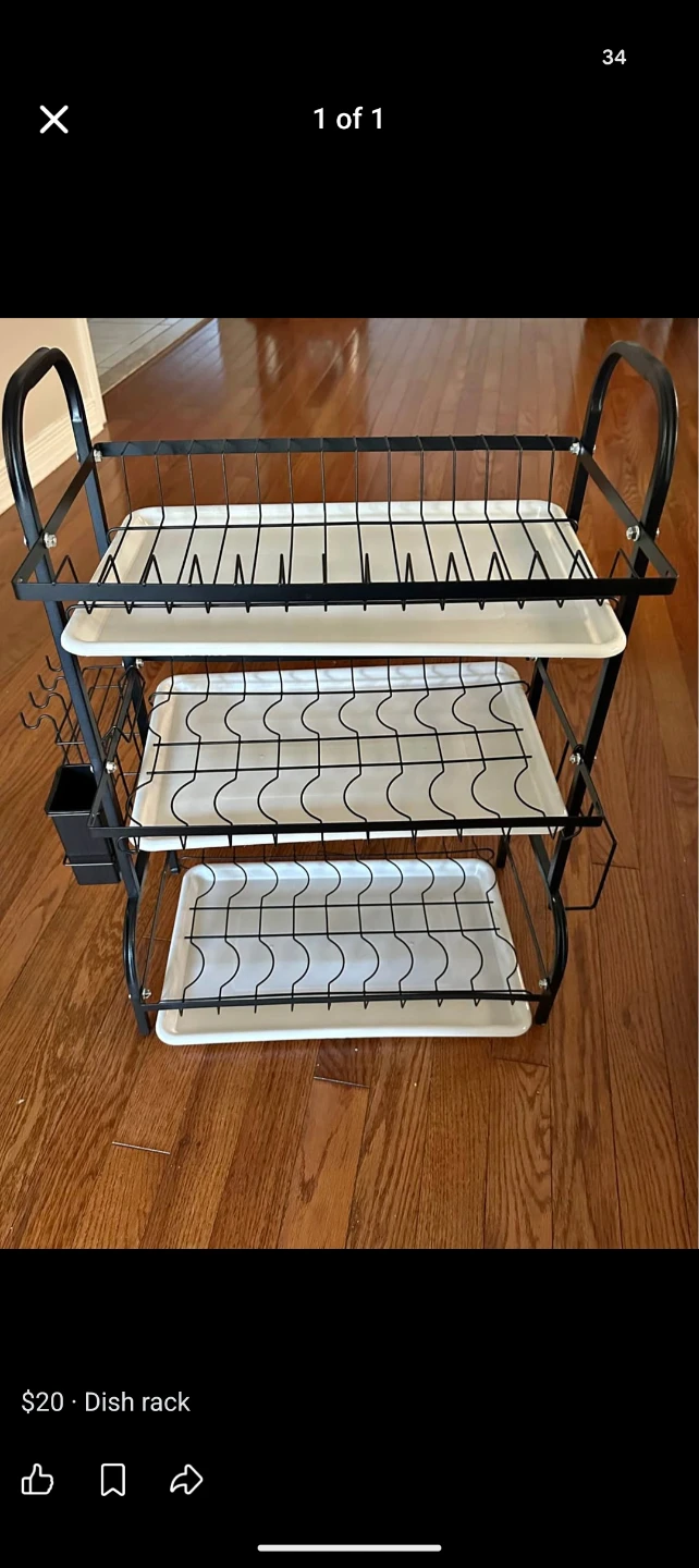 3-Tier Dish Rack with Trays