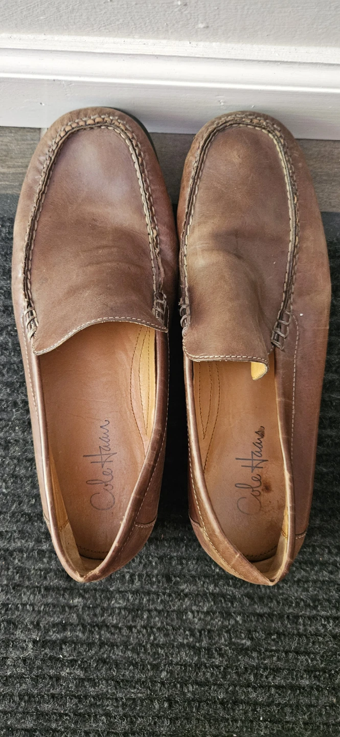 Men's Cole Haan Brown Leather Moc Toe Loafers Size 10