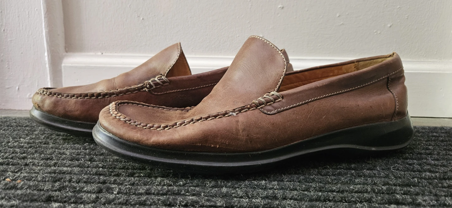 Men's Cole Haan Brown Leather Moc Toe Loafers Size 10 - photo 2