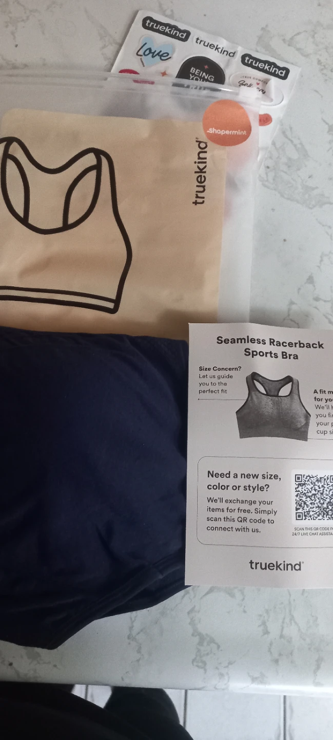 Truekind Seamless Racerback Sports Bra - Navy, Size L