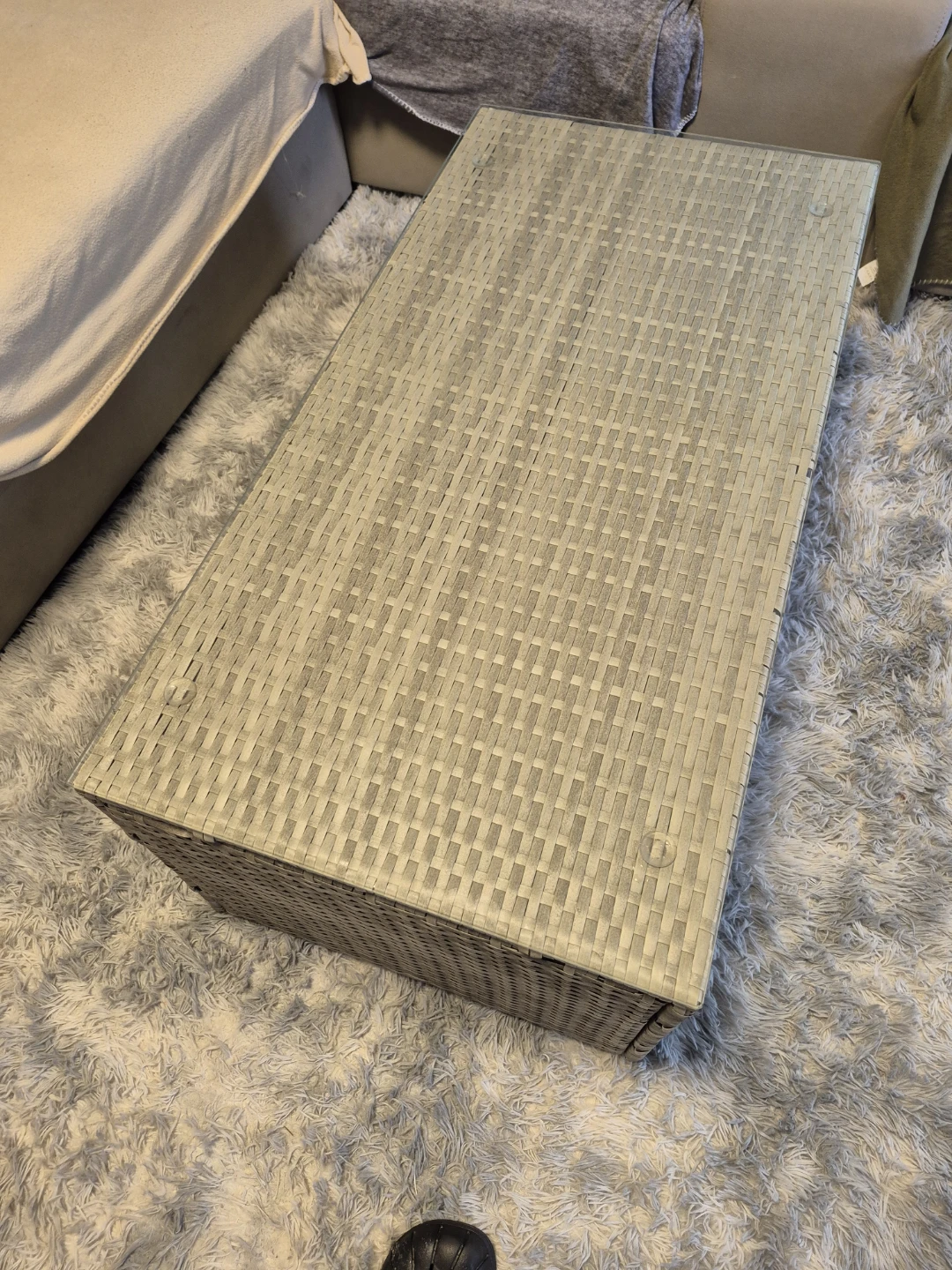 Rattan Coffee Table with Glass Top - photo 3