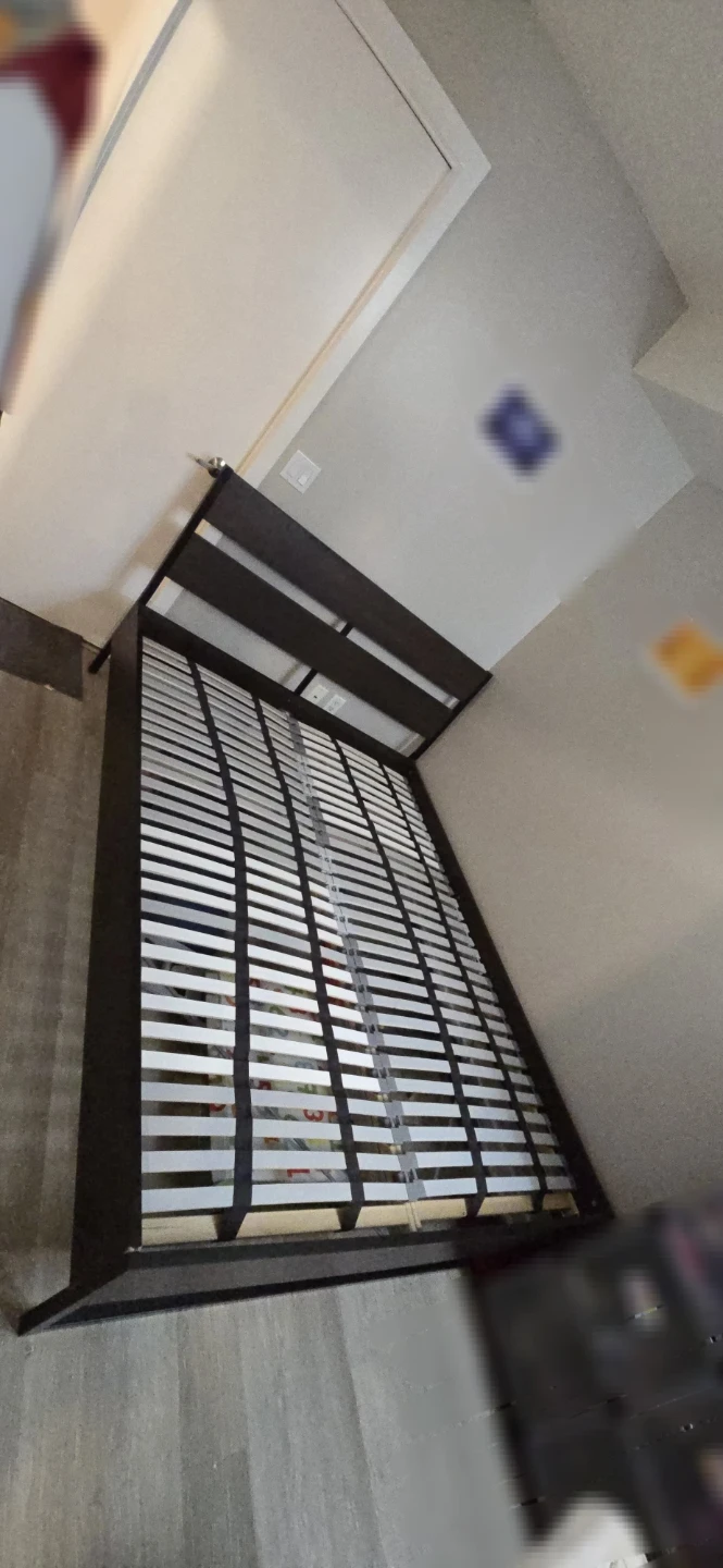 Ikea  Queens Size Dark Wood Bed Frame with Slats - photo 3