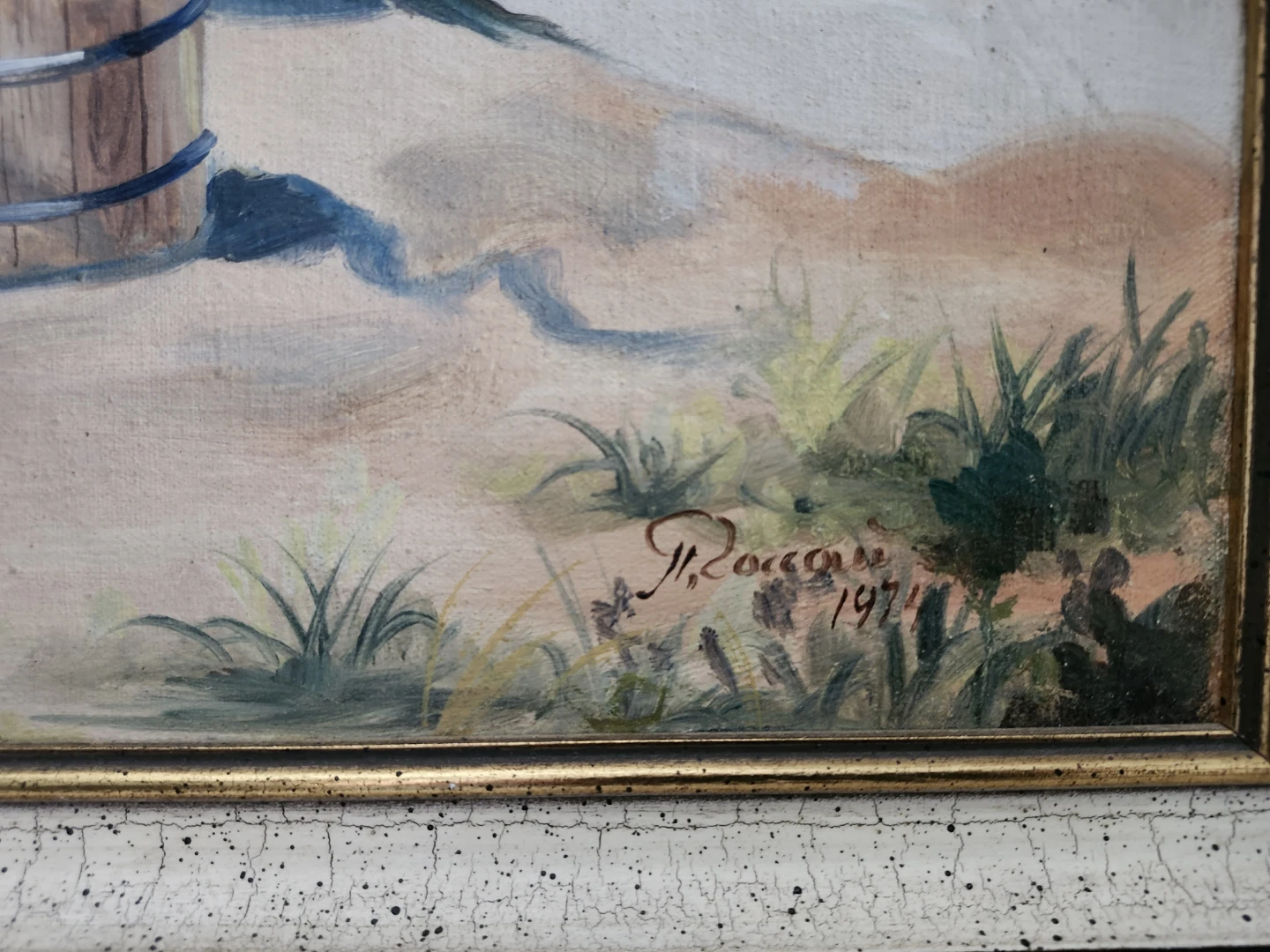Painting, ukrainian folk scene - Village Scene with Horse 1971 - photo 2