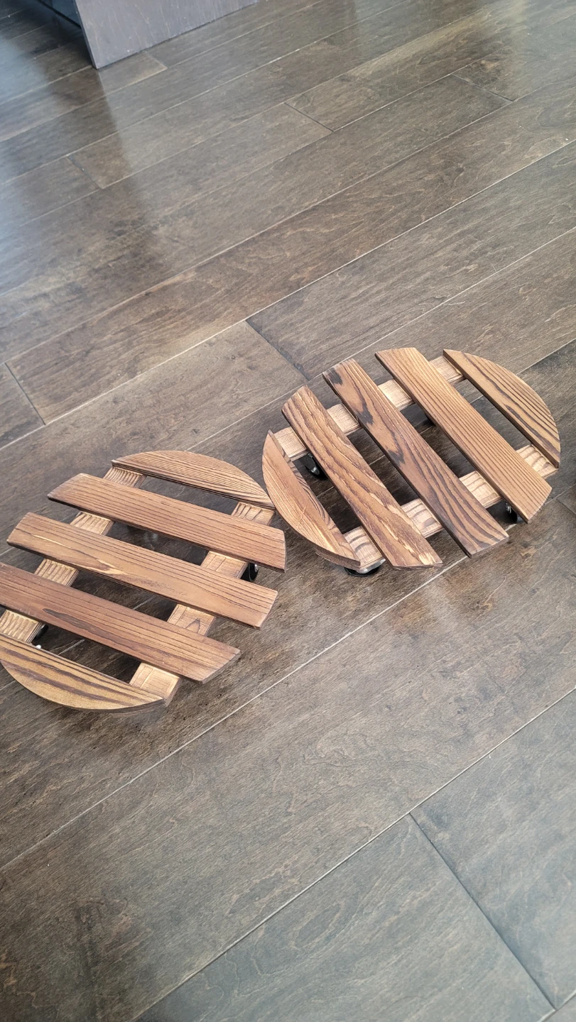 Two Sets of 12-Inch Round Plant Stands with Wheels, Sturdy ...
