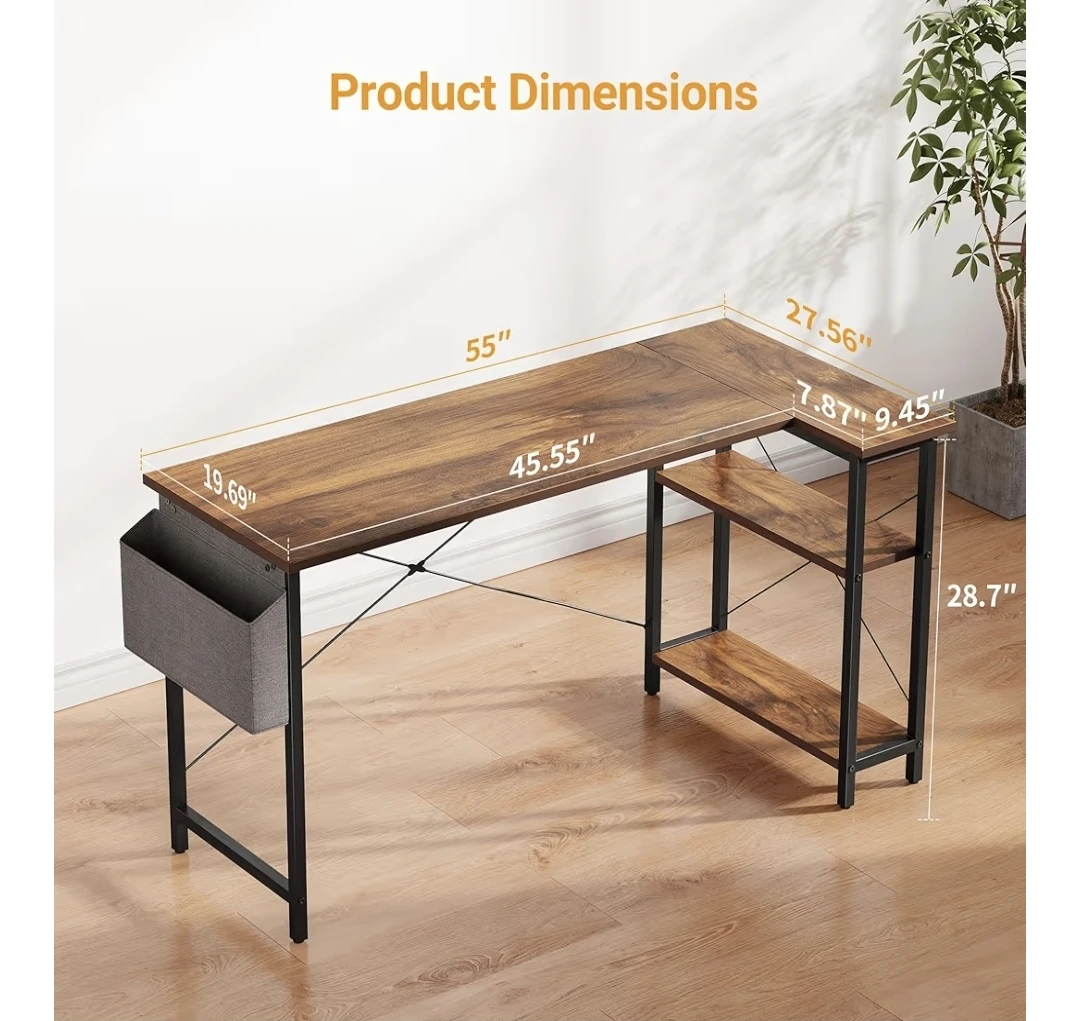 [Needs to go by May 8]L-Shaped Desk with Shelves and Storage Bag