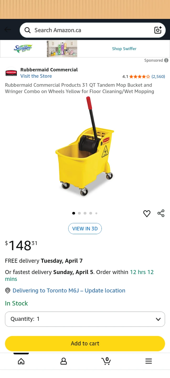 Rubbermaid yellow Plastic Mop Bucket with Wheels - photo 2