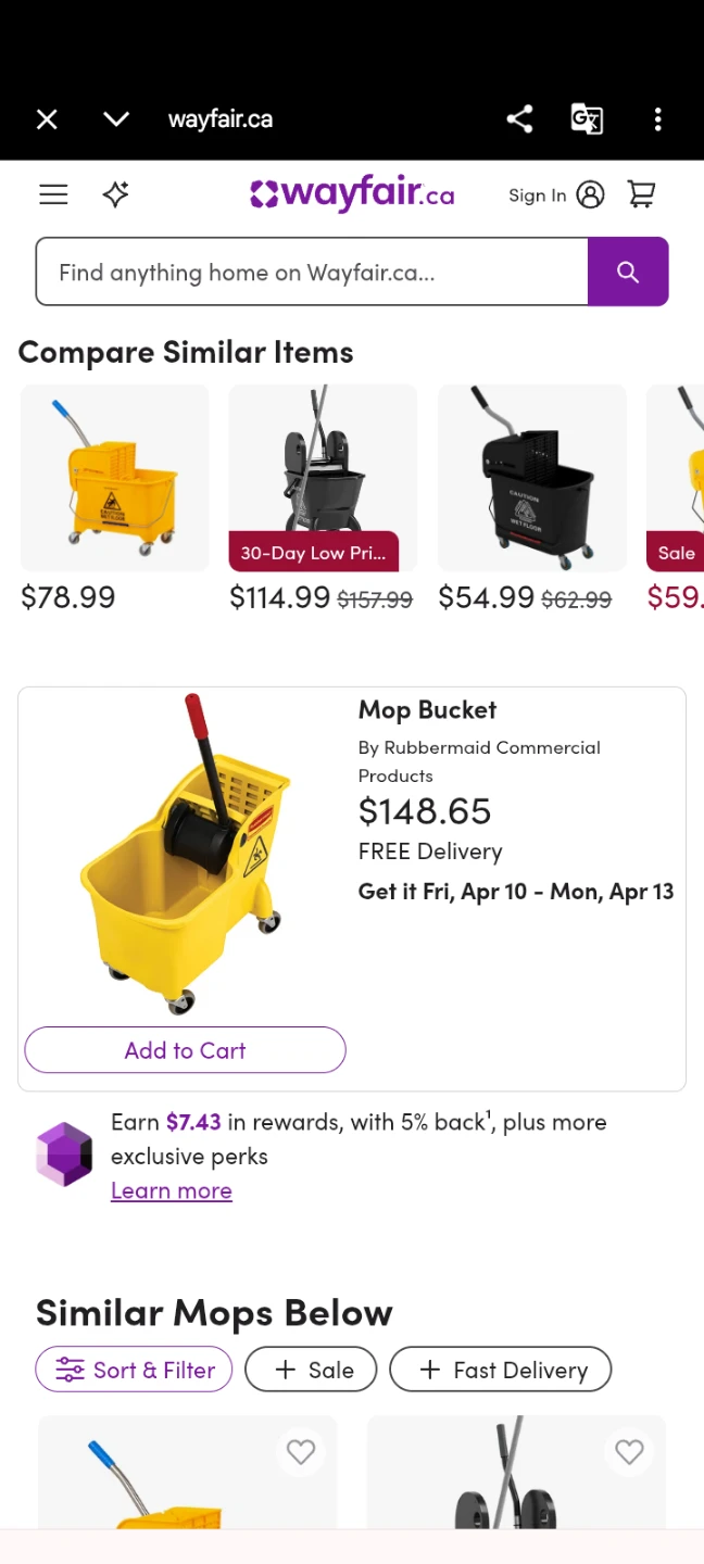 Rubbermaid yellow Plastic Mop Bucket with Wheels - photo 3