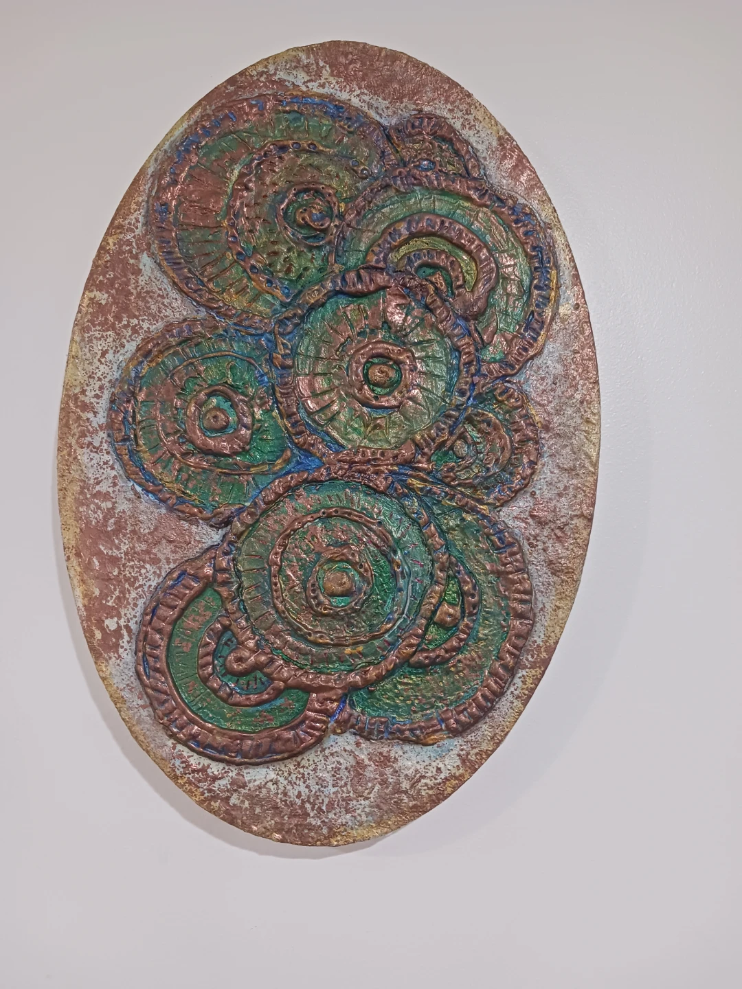 Textured Oval Wall Art hand-made and hand painted