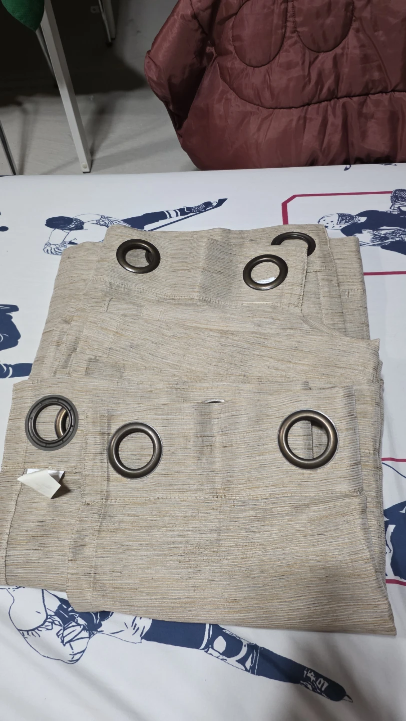 Beige Eyelet Curtains (Set of 2) - photo 2