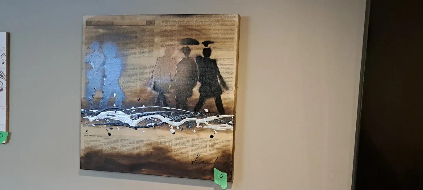 Abstract Silhouette Wall Art on Newspaper