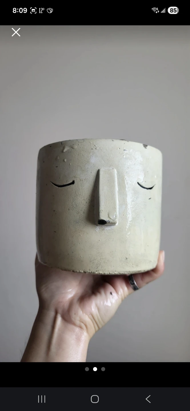 Face Cement Plant Pot/Planter (4") - photo 2