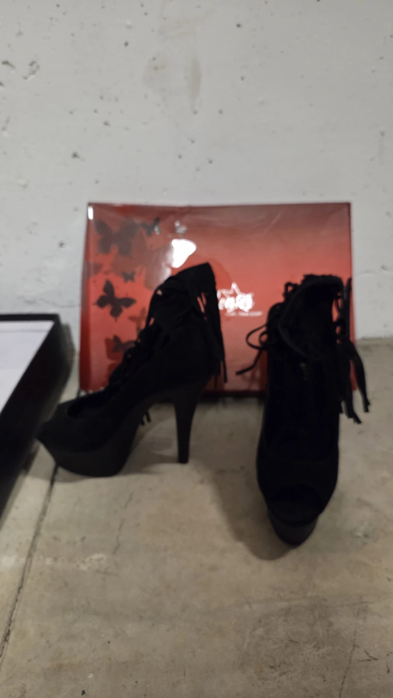 Black Fringe Platform Heels